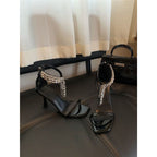 Damen Elegante High Heel Sandalen mit funkelnder Strassverzierung R&B