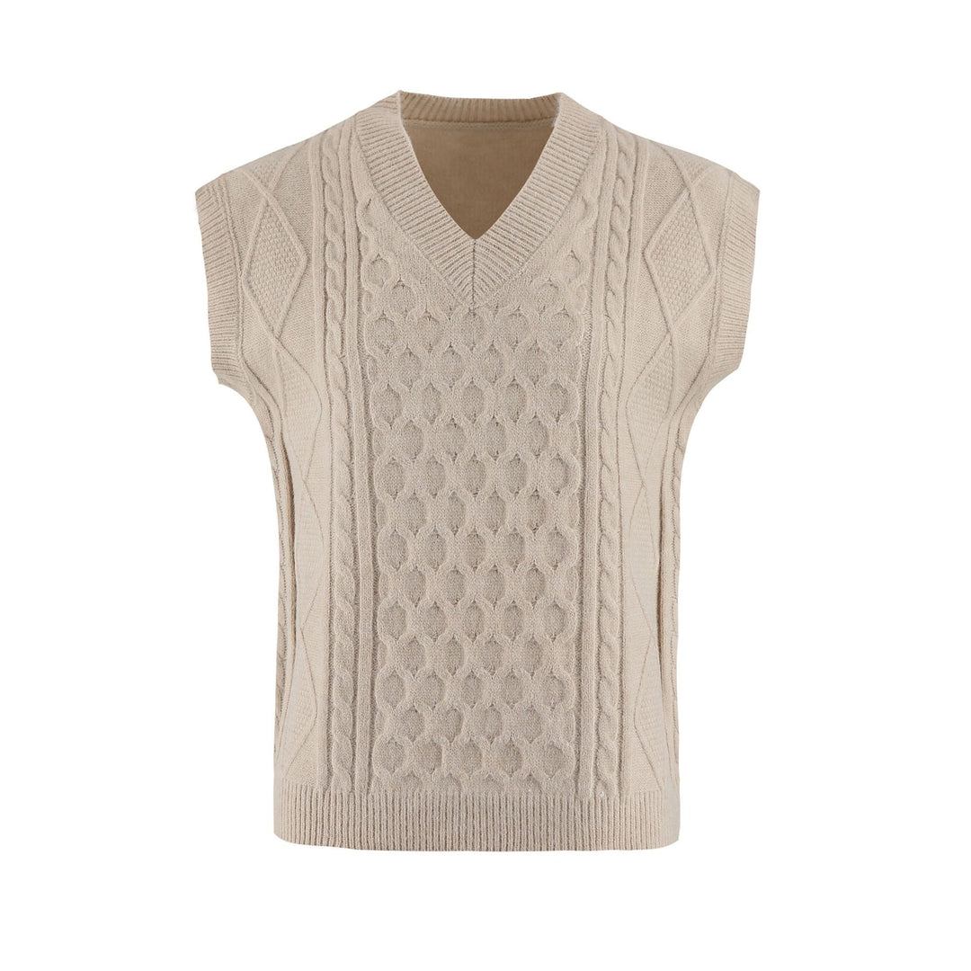 Damen Strickweste mit V-Ausschnitt und Kabelmuster R&B