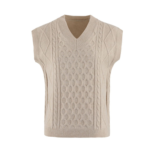 Damen Strickweste mit V-Ausschnitt und Kabelmuster R&B