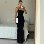 Damen elegantes Maxi-Kleid mit schmeichelndem Schnitt und raffiniertem Halterneck R&B