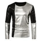 Herren Modisches Metallic Langarmshirt mit eleganten Kontrasten