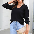 R&B | Schlichter Einfarbiger Strickpullover Mit Rundhals