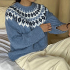 Damen Strickpullover mit traditionellem Norwegermuster R&B
