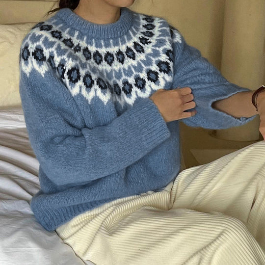 Damen Strickpullover mit traditionellem Norwegermuster R&B