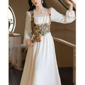 Damen Elegantes Festkleid mit floralem Oberteil und langen Ärmeln