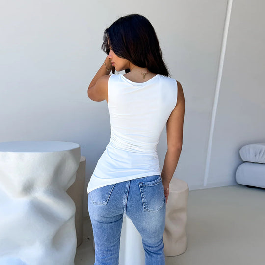 Damen figurbetontes Oberteil mit raffiniertem Wickeldesign R&B