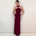 Damen Bodenlanges Abendkleid mit elegantem Halterneck R&B