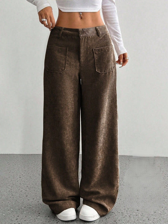 Damen Weite und bequeme Cordhose mit Taschen R&B
