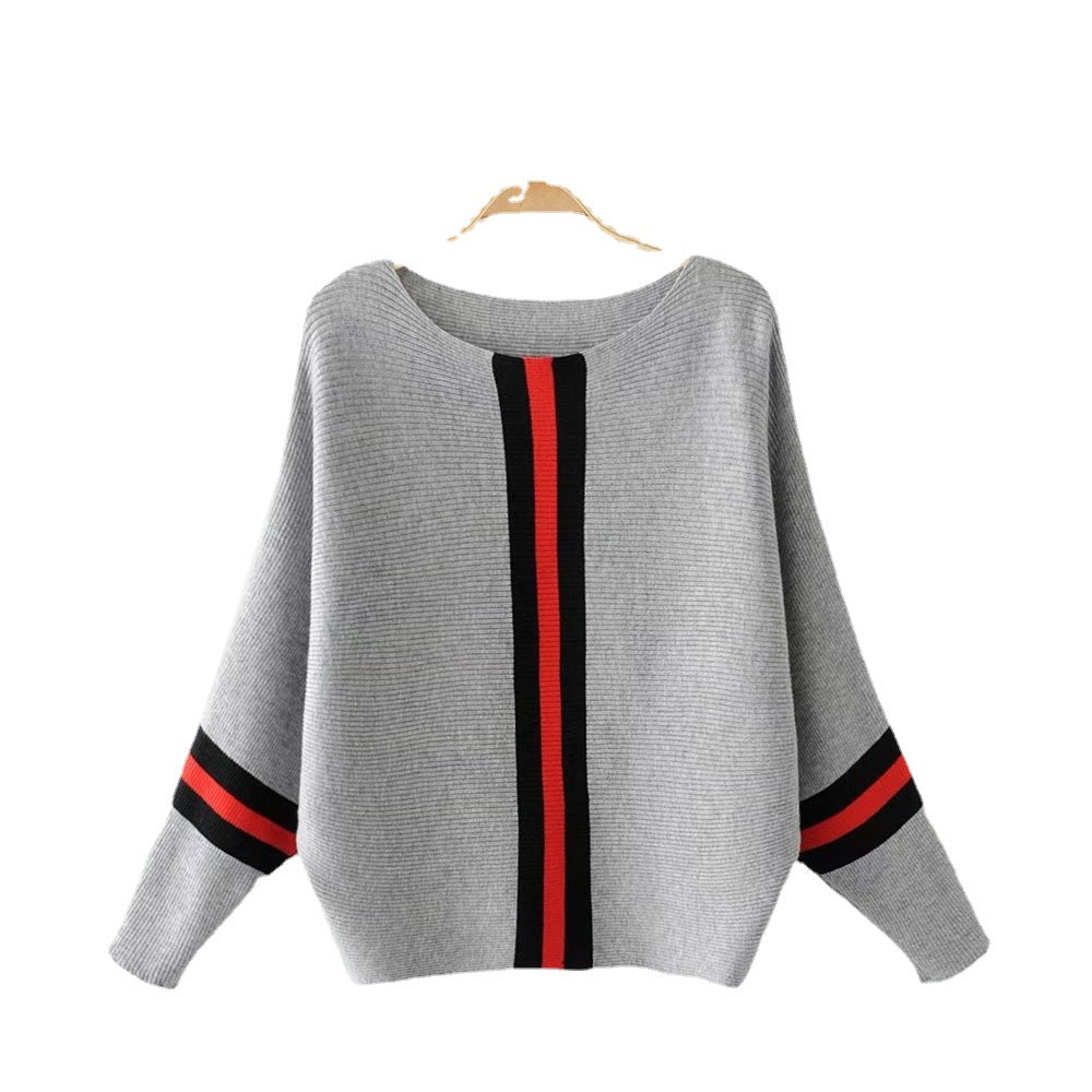Damen modischer Strickpullover mit stylishen Streifen R&B