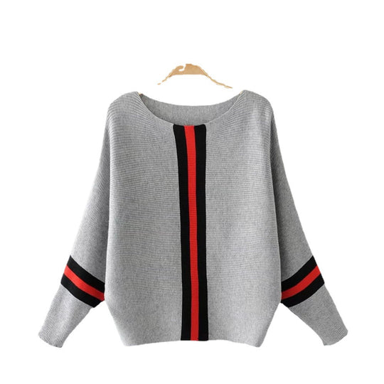 Damen modischer Strickpullover mit stylishen Streifen R&B