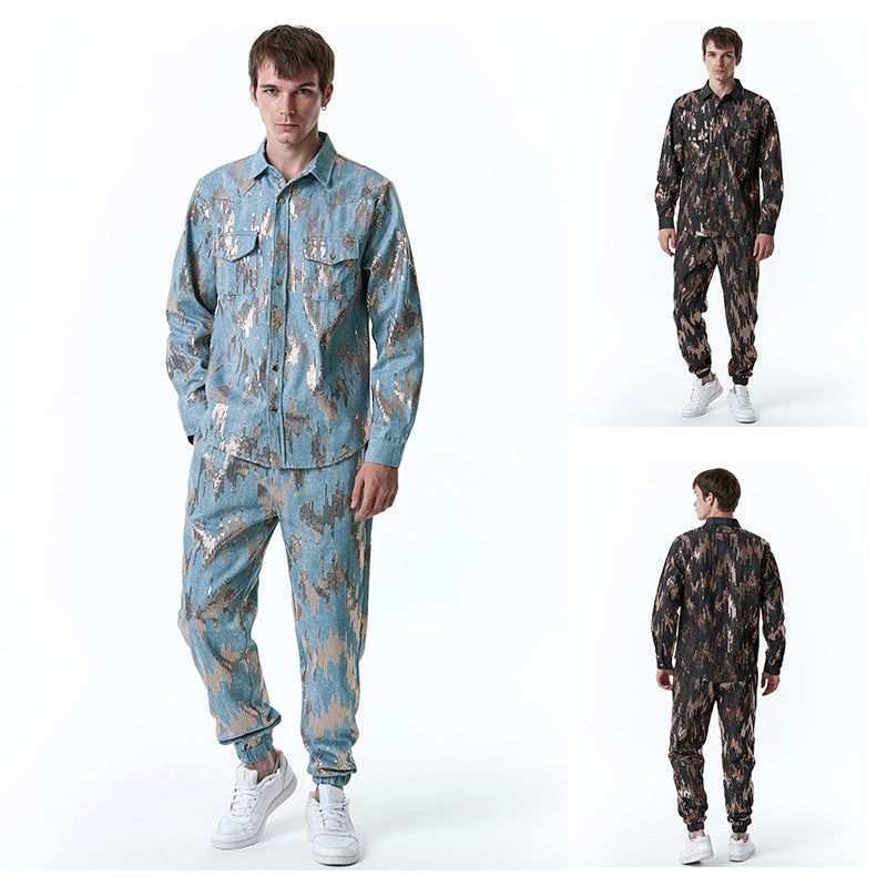 Herren Designer-Jogginganzug mit glitzerndem Muster