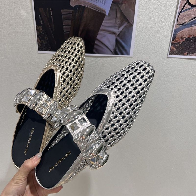 Damen trendige Mules mit modischem Netzdesign und stilvollem Riemen R&B