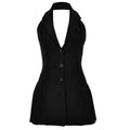 Damen Modisches Blazer-Kleid mit tiefem V-Ausschnitt und seitlichen Taschen R&B