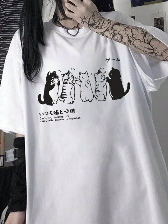 Damen T-Shirt mit künstlerischem Totenkopf-Motiv und lässigem Schnitt R&B