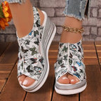 Damen Wedge-Pantoletten mit floralem Design und komfortablem Fußbett R&B 1782111804