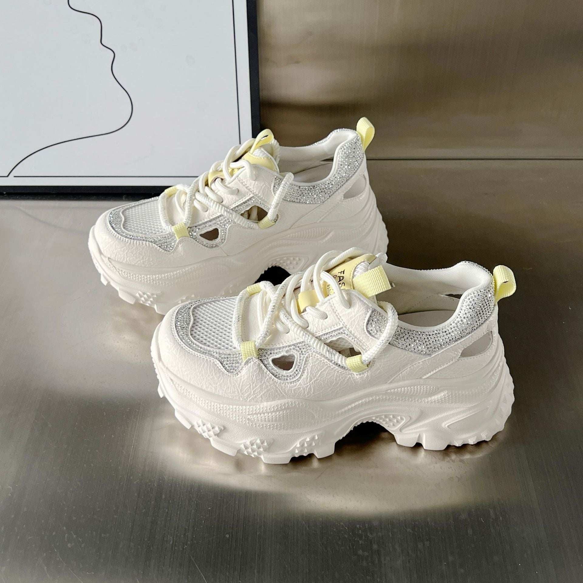 Damen Sportliche Chunky Sneakers mit modischem Netzdesign und rutschfester Sohle R&B