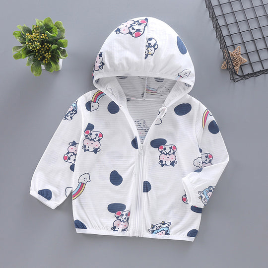 Unisex nan leichte atmungsaktive Musselin Kapuzen-Zip-Jacke mit verspieltem Auto-Muster für Kleinkinder R&B