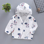 Unisex nan leichte Kapuzenjacke für Kleinkinder mit süßem Tierprint und Reißverschluss  R&B