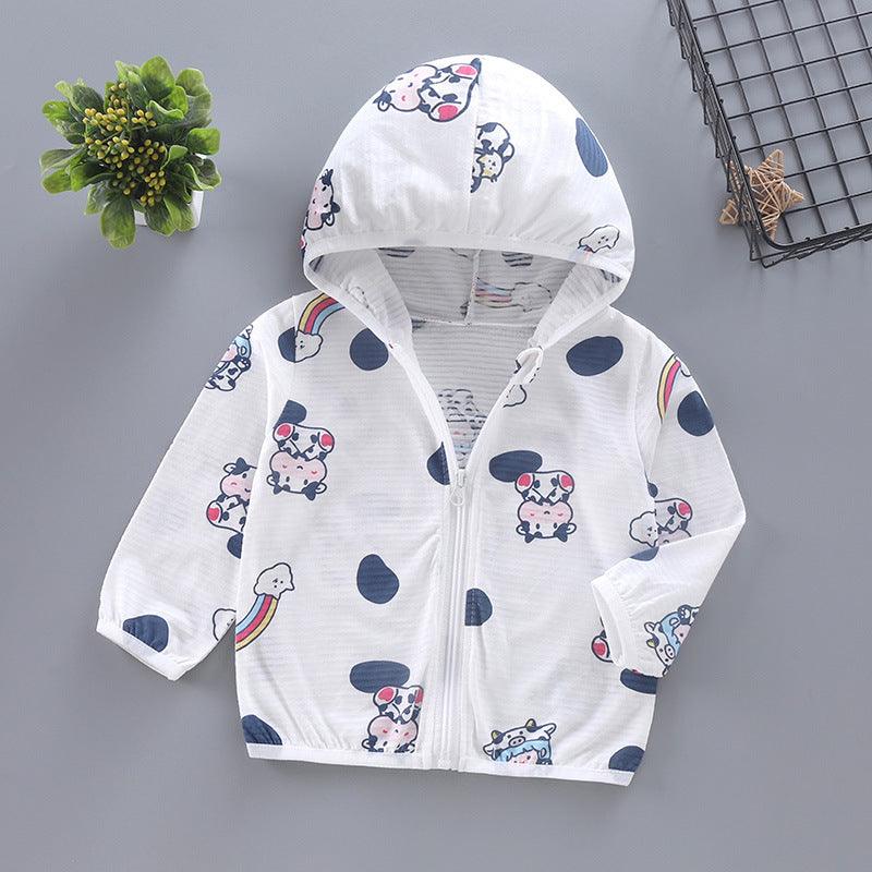 Unisex nan leichte Kapuzenjacke für Kleinkinder mit süßem Tierprint und Reißverschluss  R&B