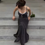 Damen Maxikleid mit Punkten und eleganter Spitzenverzierung R&B