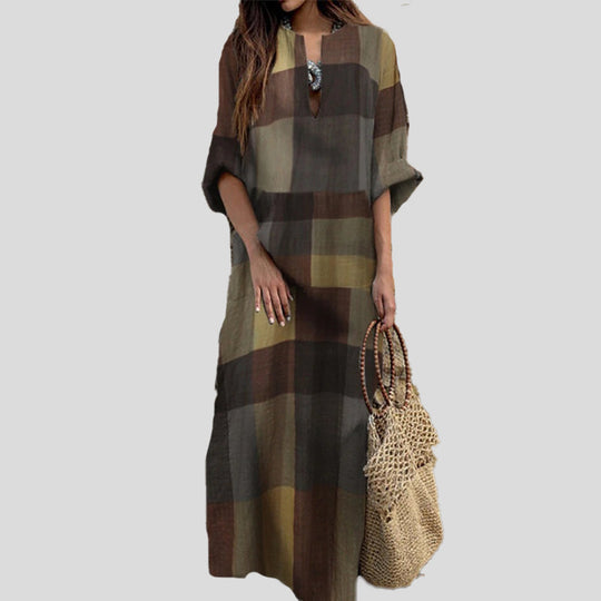 Damen Maxikleid mit Blockstreifen und eleganter Schnittführung R&B