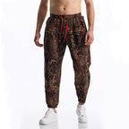 Herren lässige Haremshose mit buntem Blumenmuster und Gummizug R&B