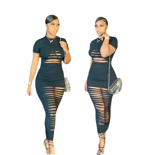 Damen Strappy Maxikleid mit aufregendem Cut-Out-Design R&B