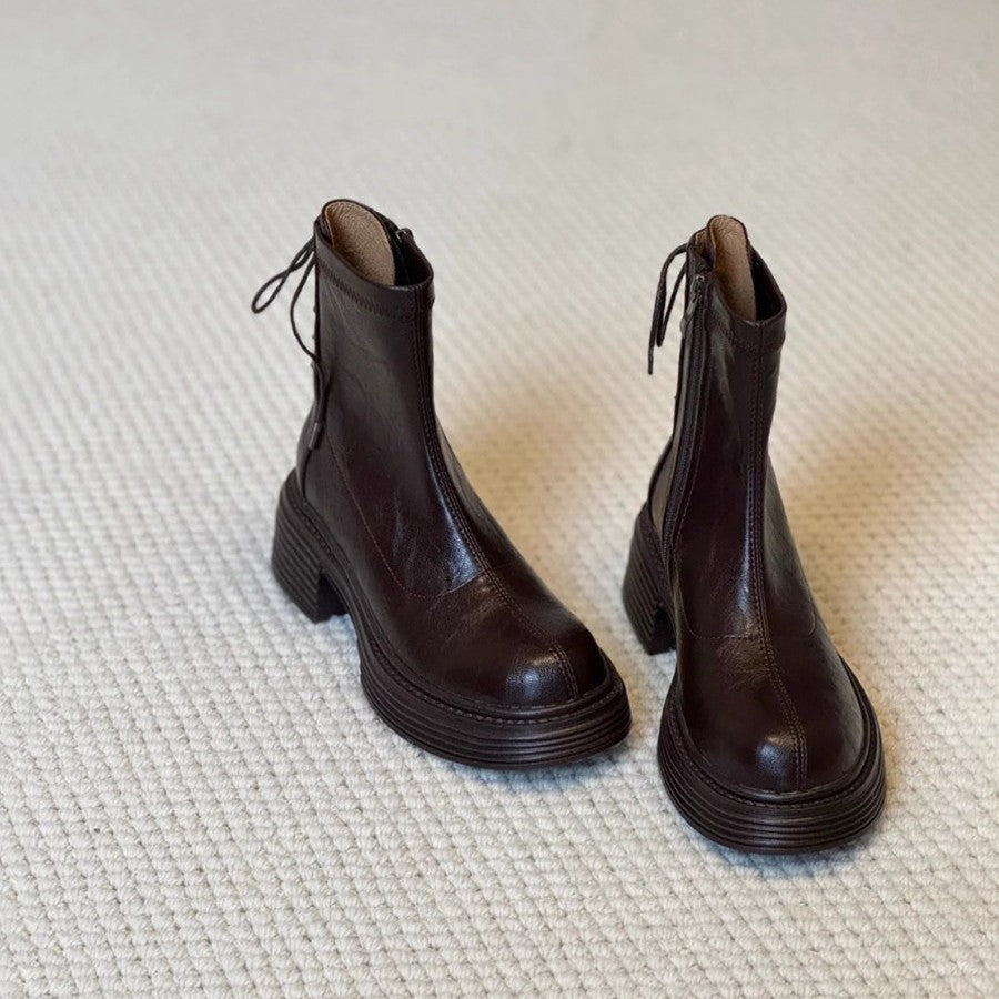 Damen Stiefeletten mit komfortablem Plateau und modischem Schnürdesign R&B