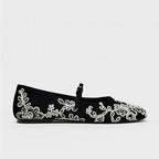Damen Ballerinas mit verstellbarem Riemendesign und aufwendiger Blumenstickerei R&B