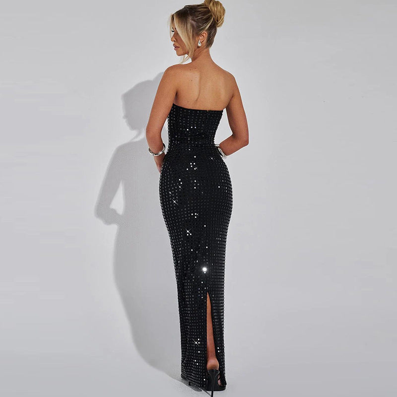 Damen Strapless Abendkleid mit Glitzersteinen und figurformendem Schnitt R&B