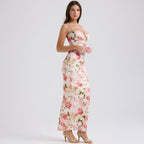 Damen Elegantes figurbetontes Maxikleid mit floralem Design R&B