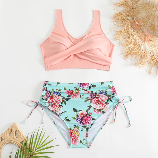 Damen Hochtailliertes Bikini-Set mit verstellbaren Trägern R&B