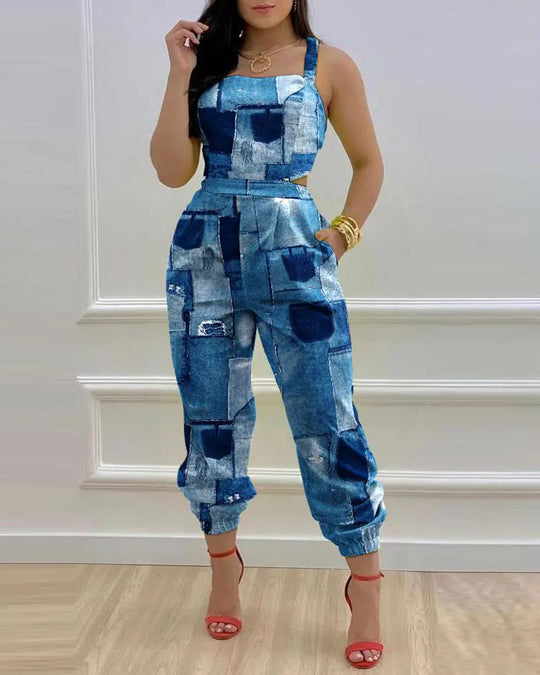 Damen lässiger Overall mit floralem Design R&B
