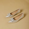 Damen spitze Ballerinas mit funkelnder Schmuckschnalle