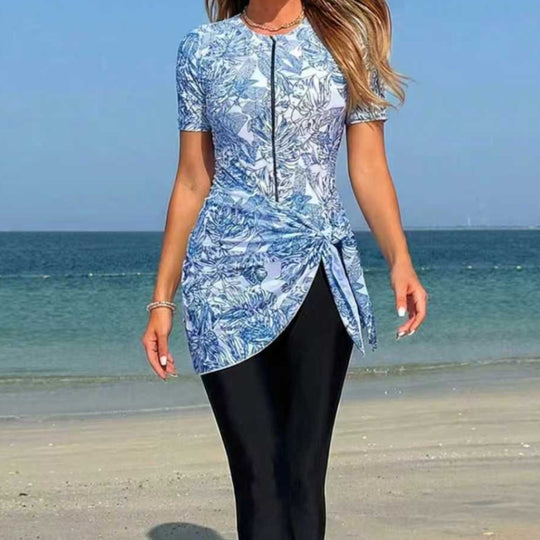 Damen Sportlicher Surfanzug mit asymmetrischem Schnitt und Wickeldetail R&B