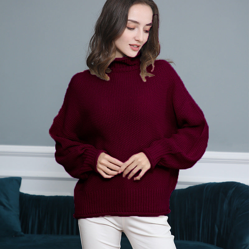 Damen Grobstrickpullover mit Rollkragen und luftiger Schnittgestaltung R&B
