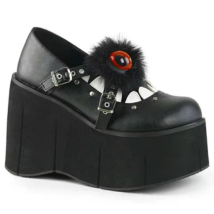 Damen Plattformschuhe mit auffälligem Design und Kunstfell-Applikation R&B