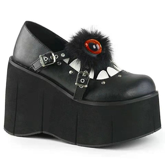 Damen Plattformschuhe mit auffälligem Design und Kunstfell-Applikation R&B