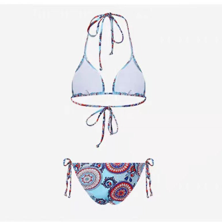Damen Triangel-Bikini mit verspieltem Mandala-Muster und verstellbaren BindR&Bändern R&B