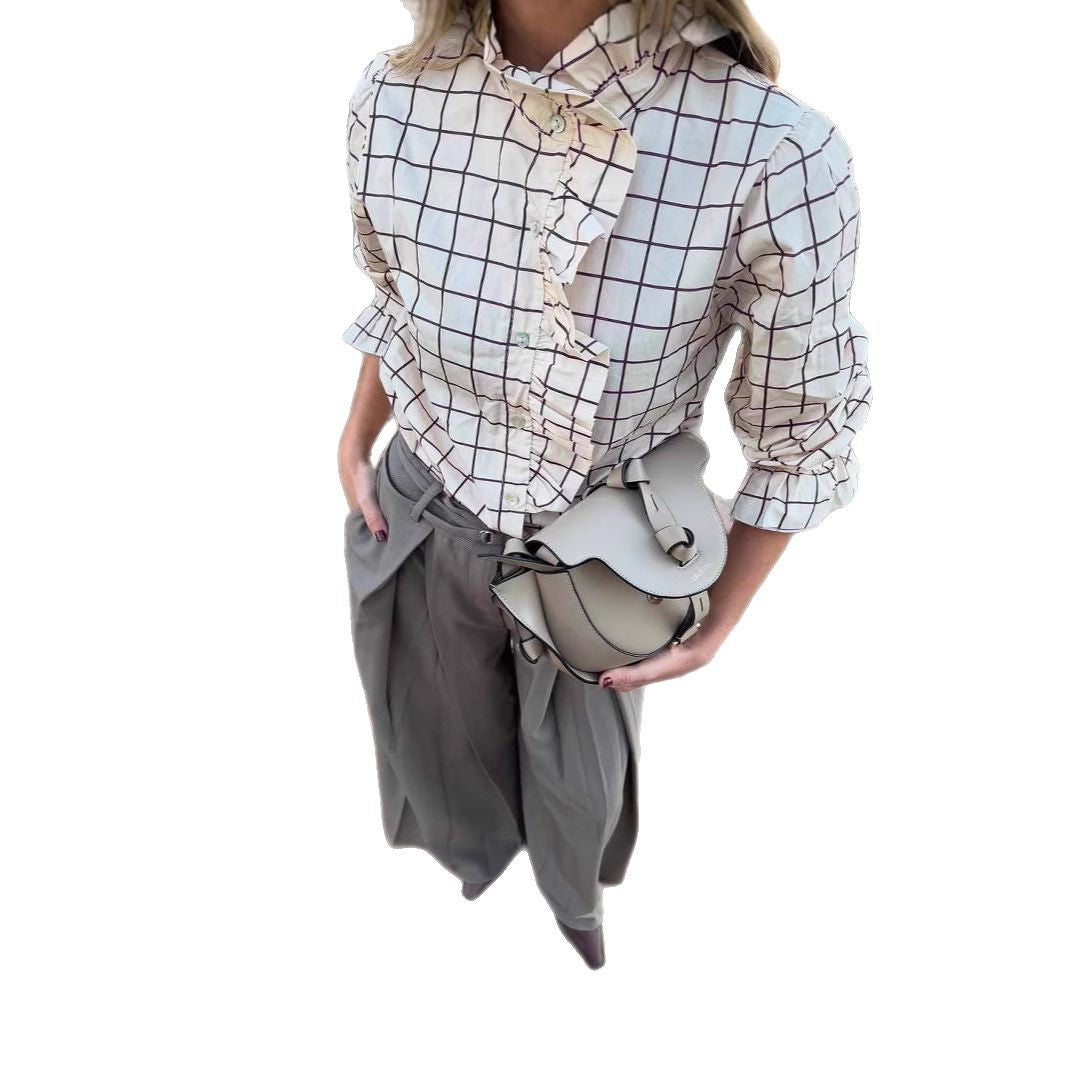 Damen klassische Karobluse R&B