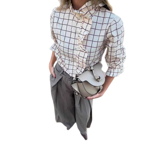 Damen klassische Karobluse R&B