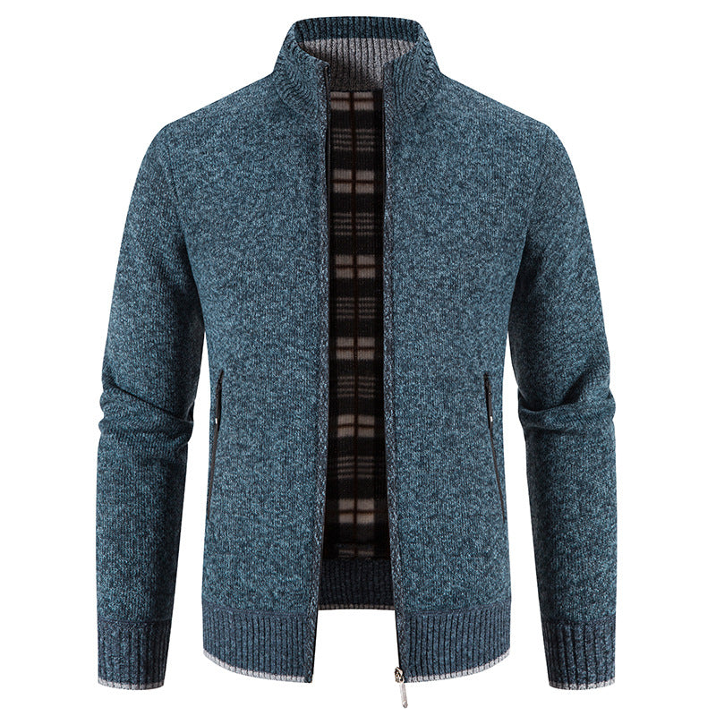 Herren Strickjacke mit hohem Kragen und praktischen Reißverschlusstaschen R&B