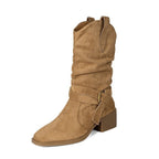 Damen Stiefeletten im Western-Stil mit modischem Riemen und Blockabsatz R&B