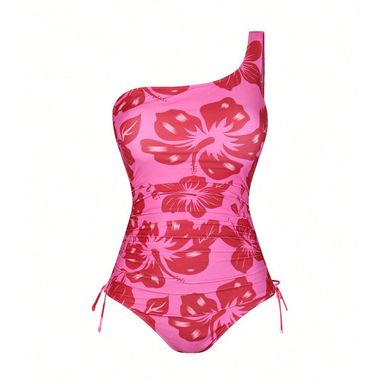 Damen Einteiliger Badeanzug mit elegantem Rüschendesign und passendem Pareo R&B