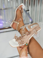 Damen Elegante Sandaletten mit floralen Strassverzierungen R&B