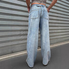 Damen Weite High-Waist Jeans im Used-Look