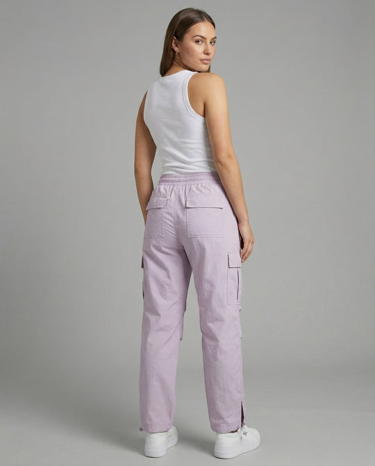 Damen nan ultraleichte Freizeit-Hose mit hohem Elastikbund, Kordelzug und verstellbarem Beinabschluss R&B