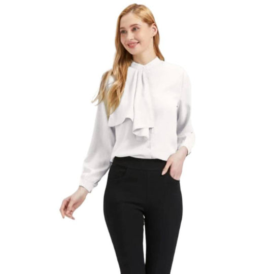 Damen Bluse mit eleganter Rüschendetails und Kragen R&B