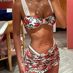 Damen Blumenmuster Bikini-Set mit hoch geschnittenem Höschen R&B