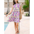 Damen Rüschenshirt Floral Midi Kleid